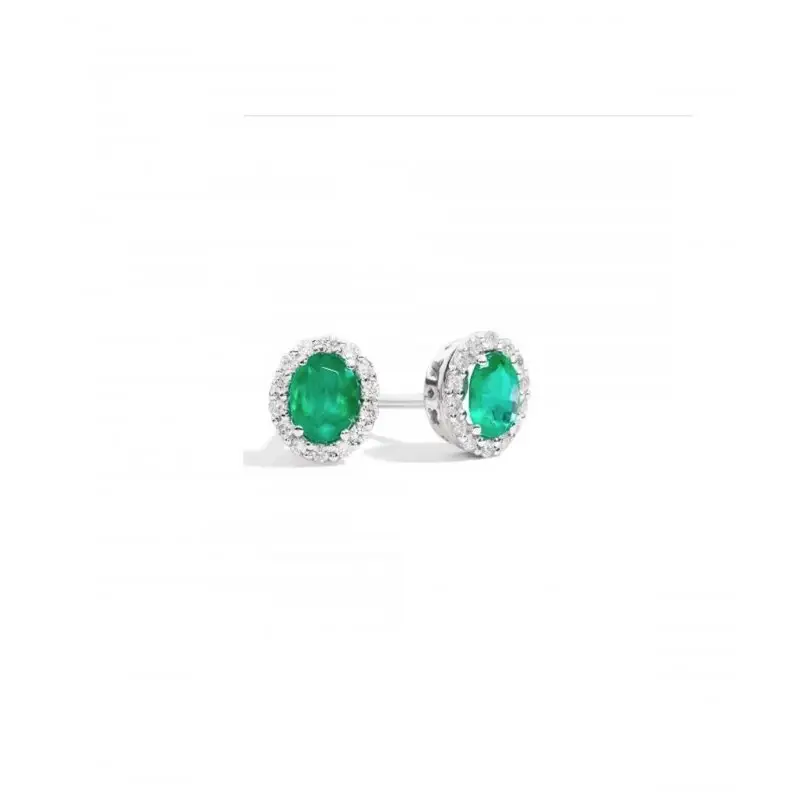 Orecchini Lobo Donna Re Carlo Iris Oro Bianco Smeraldi 0,48Ct E Diamanti 0,12Ct G - Vs E33Cc251/Sm