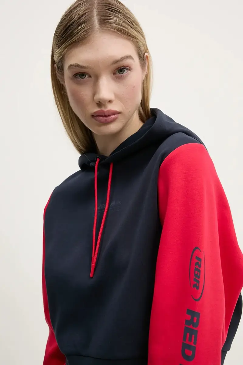 felpa COLOUR BLOCK HOODY donna colore blu navy con cappuccio RL580007 miniatura 5