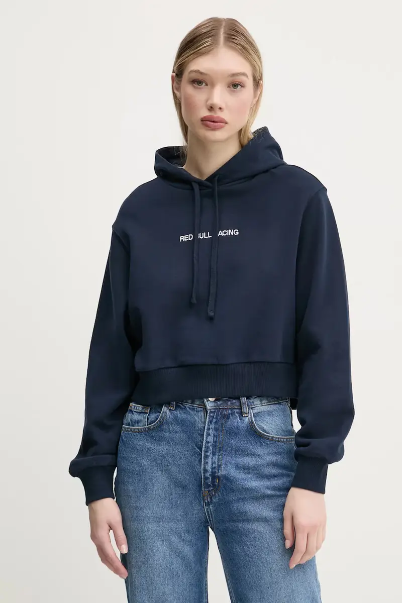 felpa CROPPED LOGO HOODY donna colore blu navy con cappuccio con applicazione RL580008