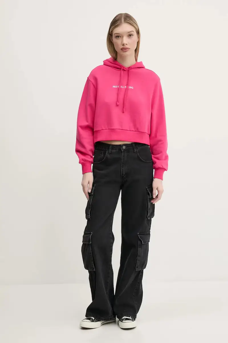 felpa CROPPED LOGO HOODY donna colore rosa con cappuccio con applicazione RL580008 miniatura 2