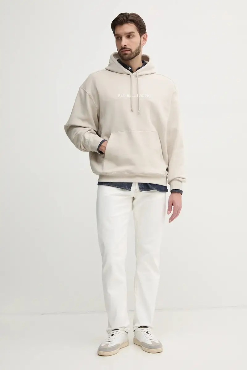 felpa in cotone BREAKING RECORDS HDY uomo colore beige con cappuccio RM580021 miniatura 2