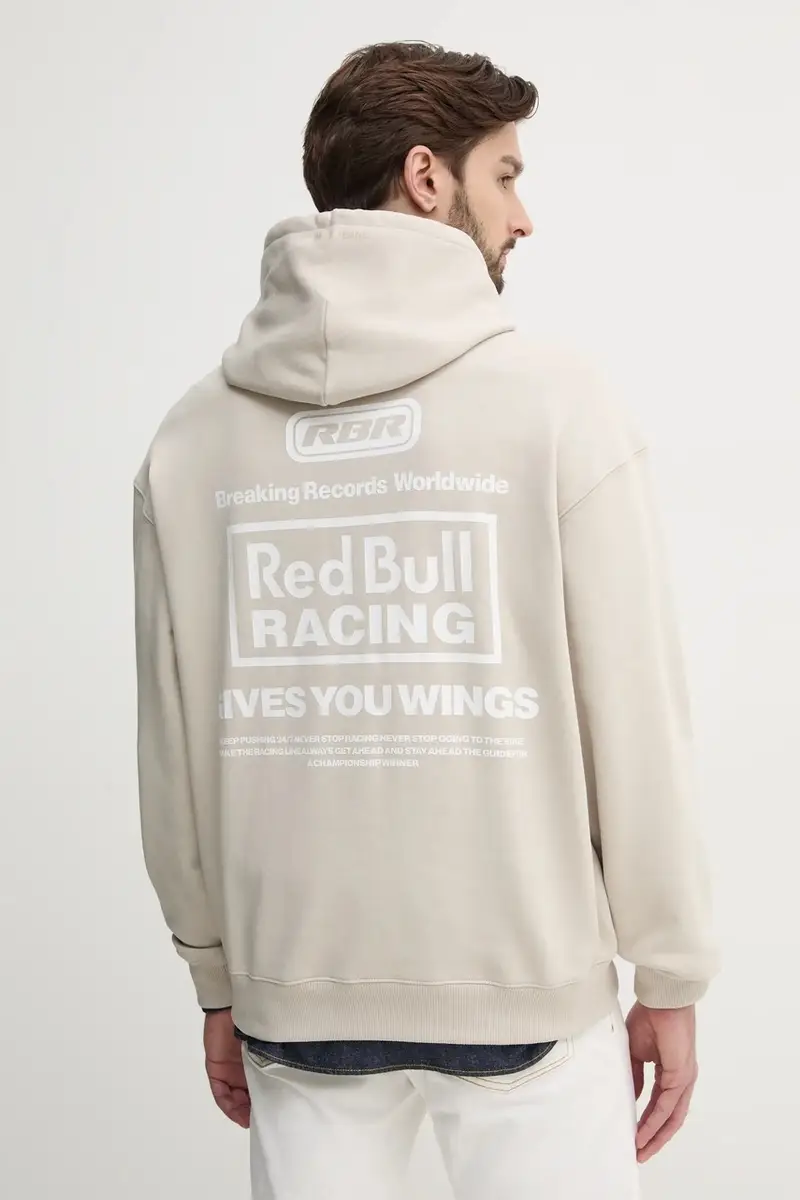 felpa in cotone BREAKING RECORDS HDY uomo colore beige con cappuccio RM580021 miniatura 3