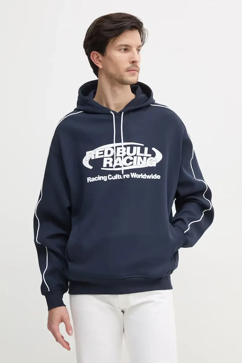 felpa LOGO PIPING HOODY uomo colore blu navy con cappuccio RM580014
