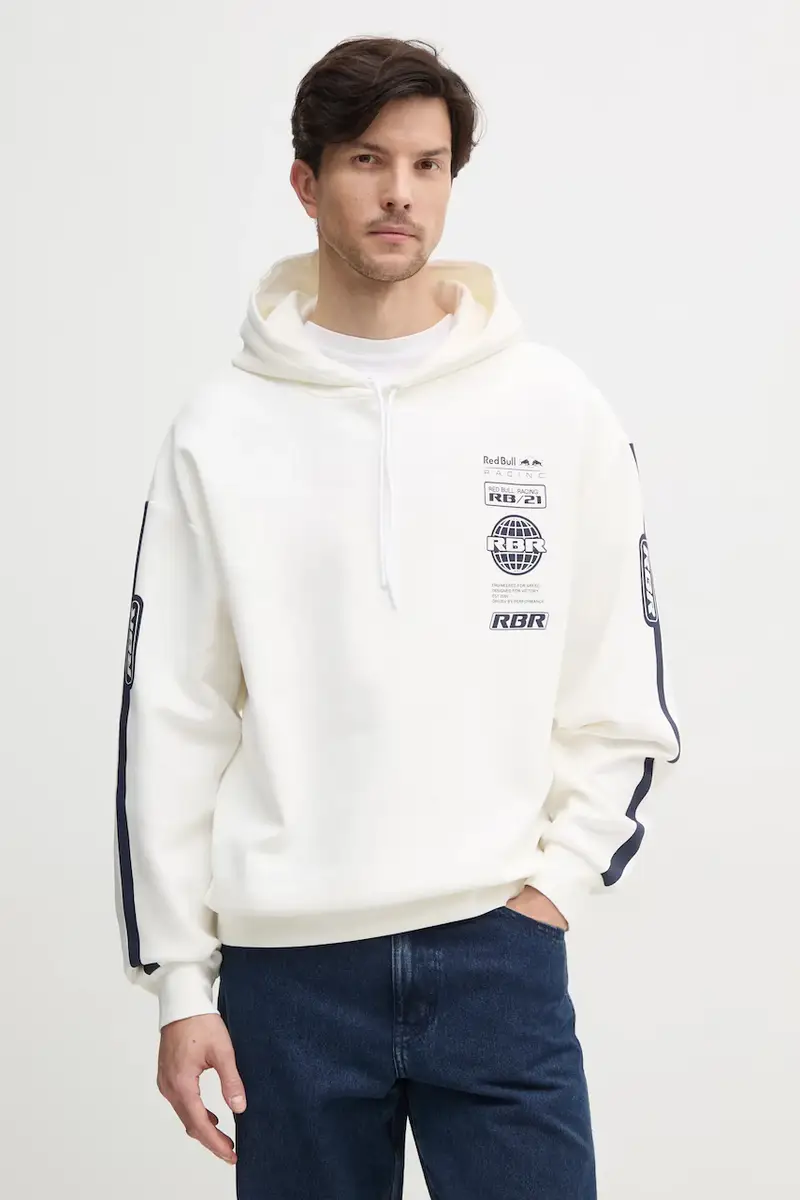 felpa LOGO STACK HOODY uomo colore beige con cappuccio RM580013