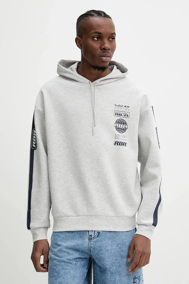 felpa LOGO STACK HOODY uomo colore grigio con cappuccio RM580013