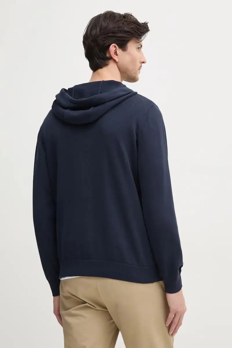 maglione in cotone INTARSIA HOODY colore blu navy RM700010 miniatura 3