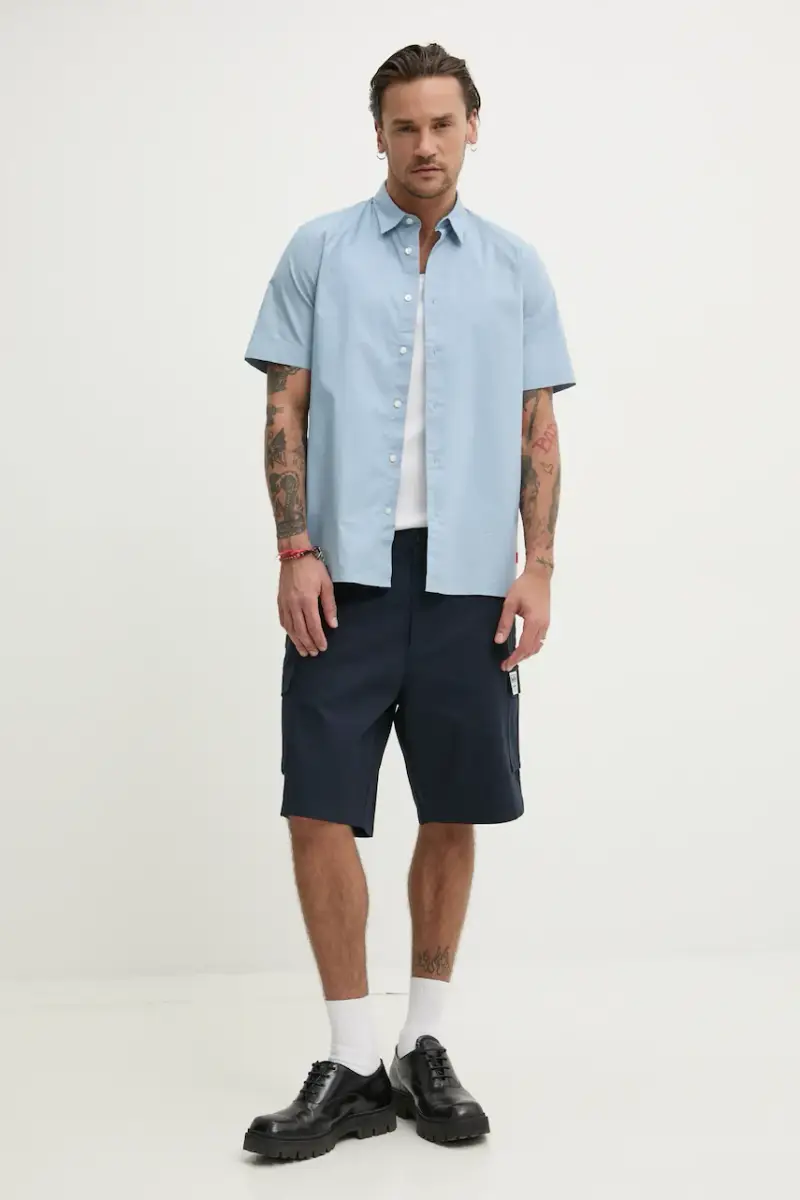 pantaloncini in cotone CARGO SHORT uomo colore blu navy RM800003 miniatura 2
