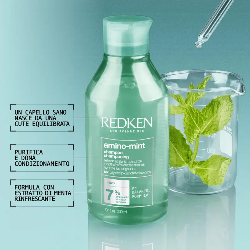 Amino-Mint Shampoo - Shampoo purificante, Capelli grassi miniatura 4