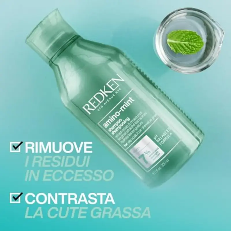 Redken Shampoo, Con Menta Piperita per Capelli Grassi e Cuoio Capelluto Irritato, Deterge e Rinfresca le Radici Senza miniatura 2