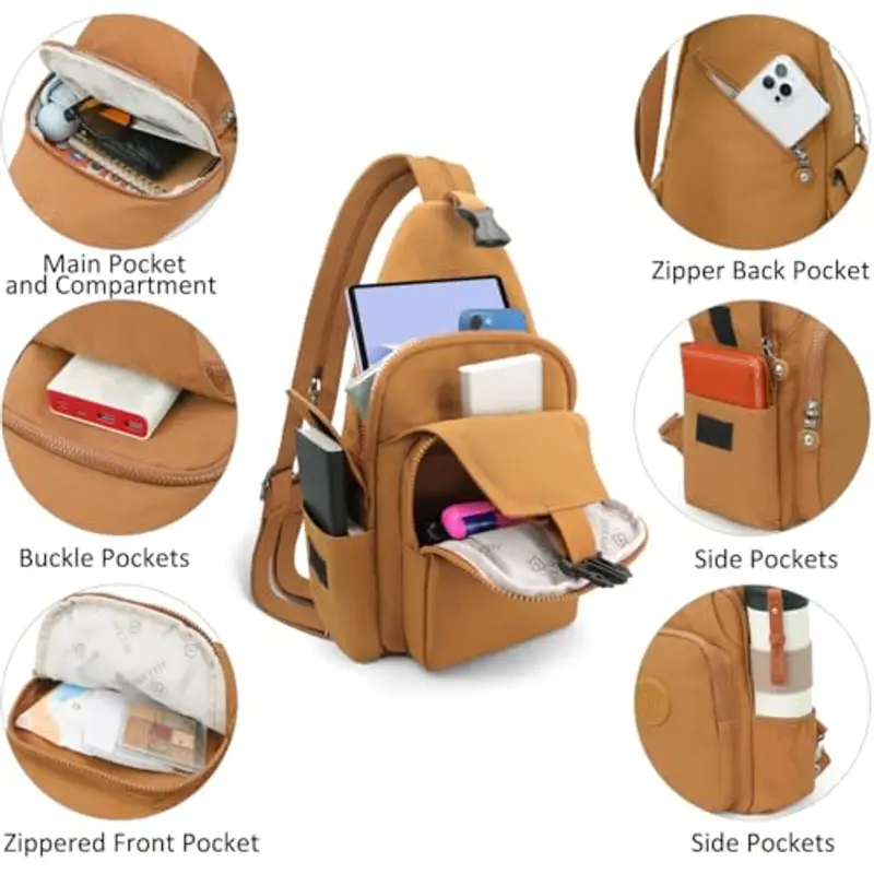 REETEE Zaino Monospalla Impermeabile Uomo Donna Sling Bag Borsa Monospalla Piccole Borse Petto Borsa Crossbody per miniatura 2