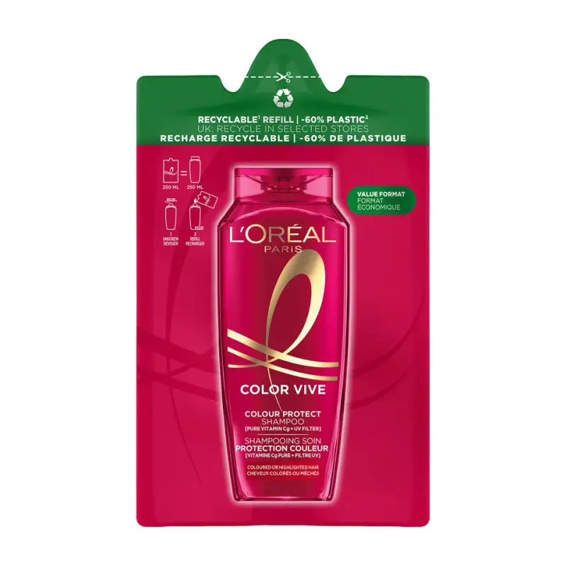 Refill L'Oréal Colour Protect Shampoo - Vitamine Cg Pure + Filtre Uv 250 ml