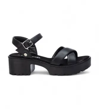 per donna 07928101-NEGRO Sandali 079281 neri (37), Nero, 3 a 5cm, Fibbia, Casual Pelle