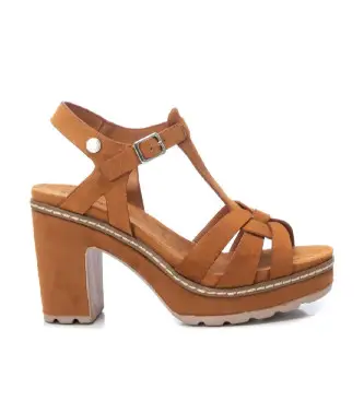 per donna 17187501-CAMEL Sandali in pelle 171875 marrone (37), 5 a 8cm, Camoscio, Fibbia, Casual, Da sera