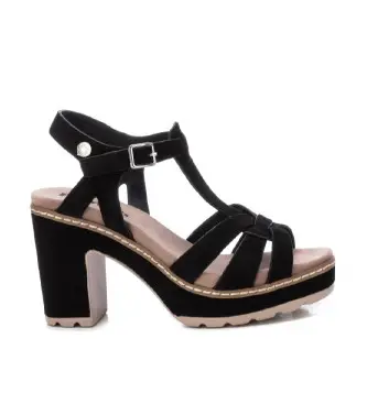 per donna 17187505-NEGRO Sandali in pelle 171875 nero (37), 5 a 8cm, Camoscio, Fibbia, Casual, Da sera