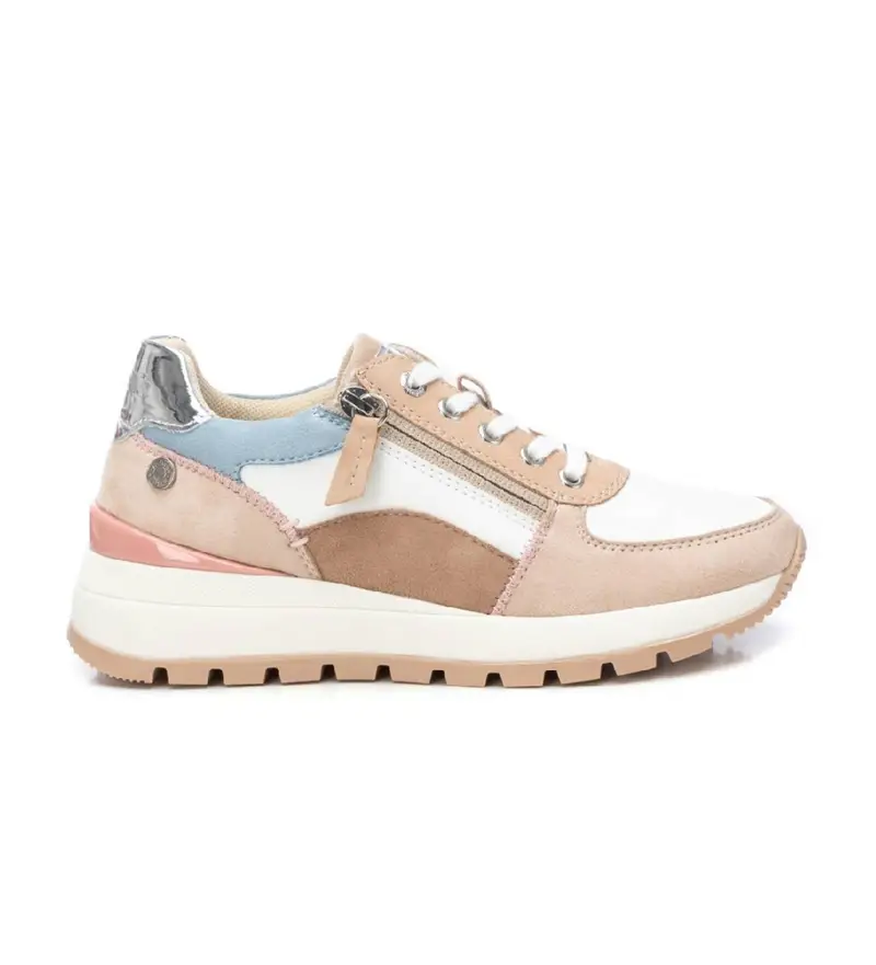 per donna 17244603-BEIGE Sneakers in pelle 172446 beige (37), Basso, Stringhe, Cerniera, Casual