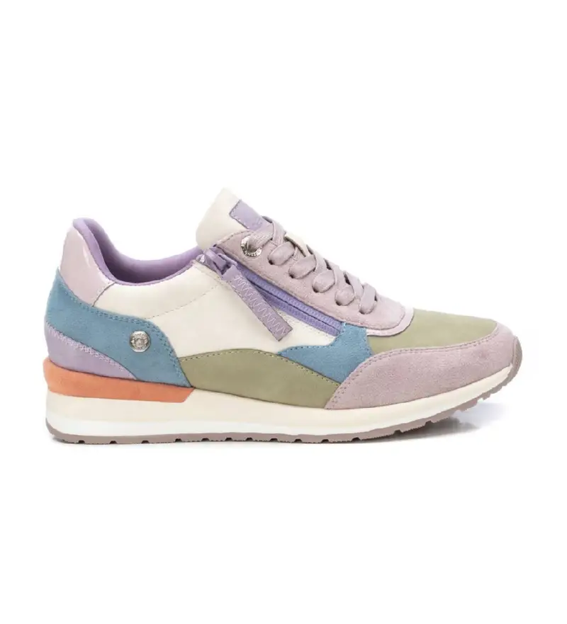 per donna. 17263002-LILA Sneakers in pelle 172630 multicolor (37), Basso, Stringhe, Cerniera, Casual, Multicolore