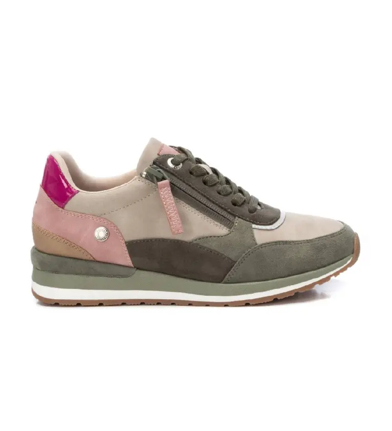 per donna. 17263006-KAKI Sneakers in pelle 172630 verde (37), Basso, Stringhe, Cerniera, Casual