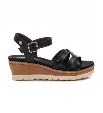 per donna 17268205-NEGRO Sandali 172682 neri (37), Nero, 5 a 8cm, Fibbia, Casual Pelle
