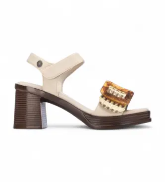 per donna 17502703-BEIGE Sandali beige 175027 (37), 5 a 8cm, Velcro, Casual Marrone