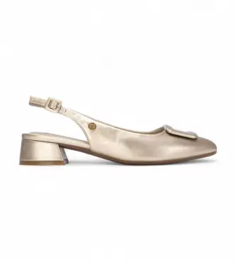 per donna 17508508-ORO Scarpe dorate 175085 (37), 1 a 3 cm, Fibbia, Casual Pelle