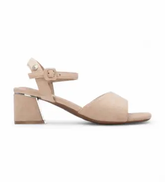 per donna 17508802-BEIGE Sandali beige 175088 (37), 3 a 5cm, Camoscio, Fibbia, Casual, Classico Marrone