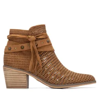 per donna 17518002-CAMEL Stivaletti in pelle marrone 175180 (37), 3 a 5cm, Camoscio, Cerniera, Casual