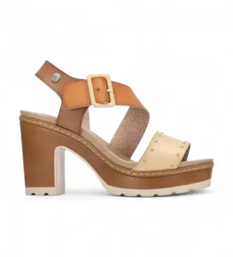 per donna 17520802-BEIGE Sandali 175208 marrone (37), 5 a 8cm, Fibbia, Casual