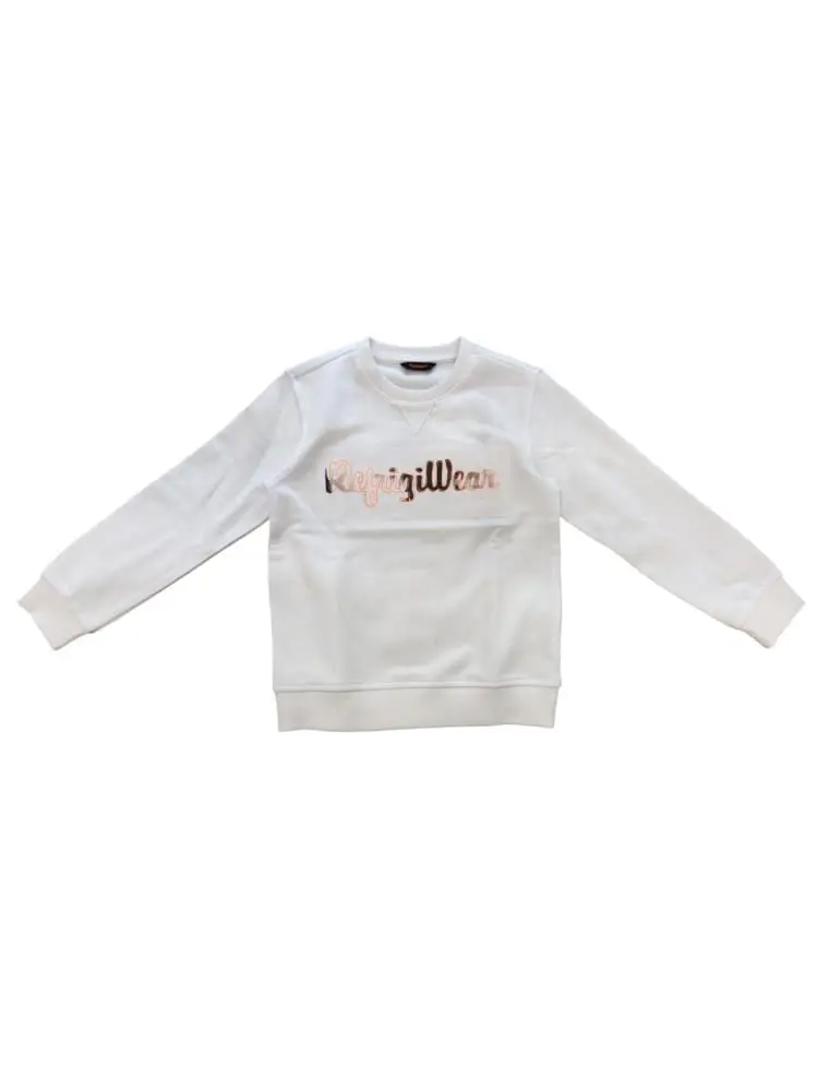 felpa bianca bambino logo lettering