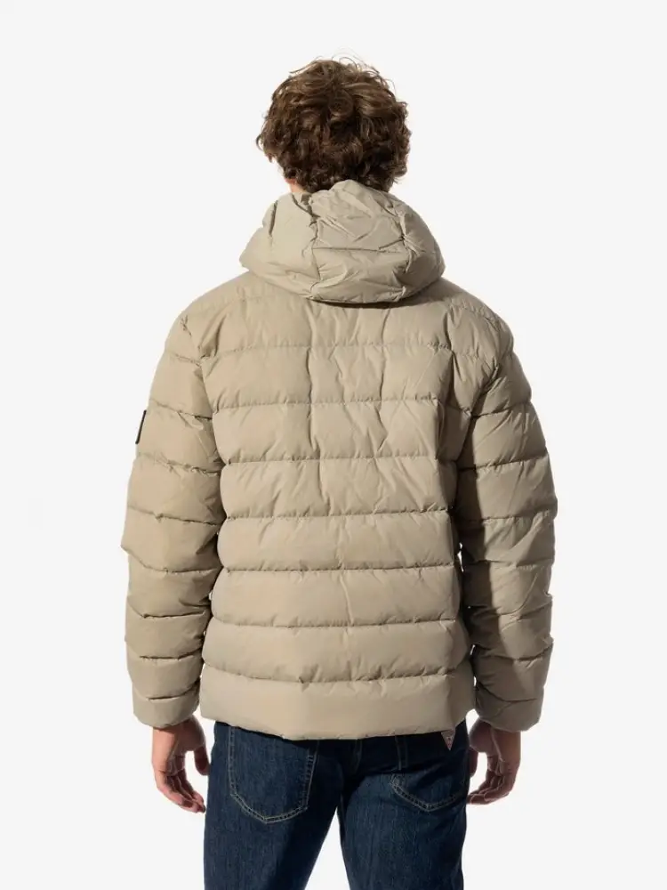 giubbotto beige uomo con cappuccio logo sul braccio miniatura 2