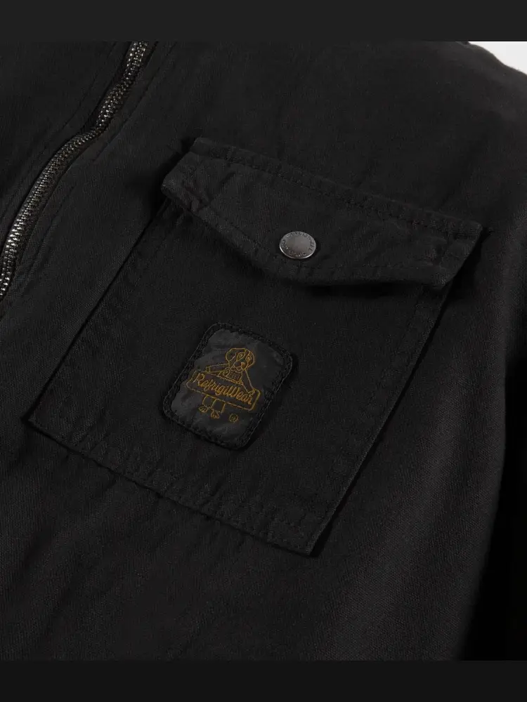 giubbotto nero uomo imbottito patch logo sul petto miniatura 3