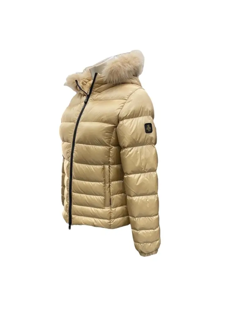 giubbotto oro bambina con cappuccio e pelliccia logo sul braccio miniatura 2