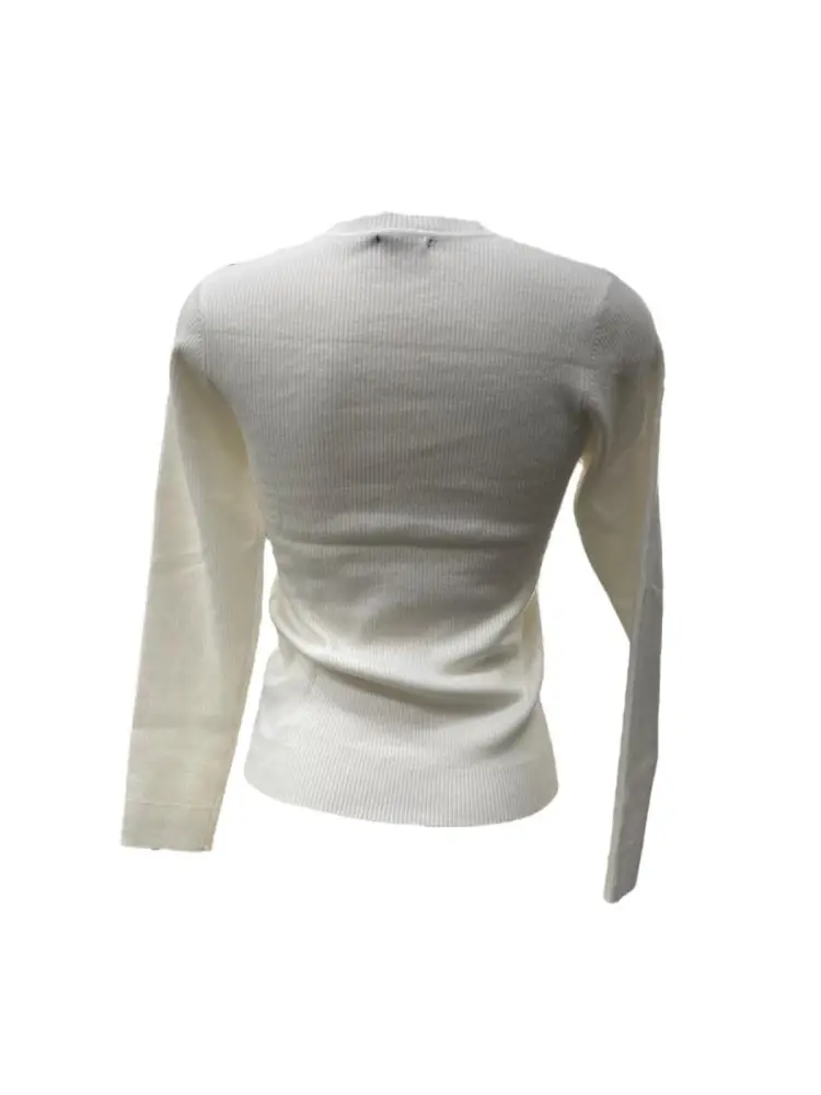 maglia bianca bambina in cotone logo sul davanti a contrasto miniatura 2