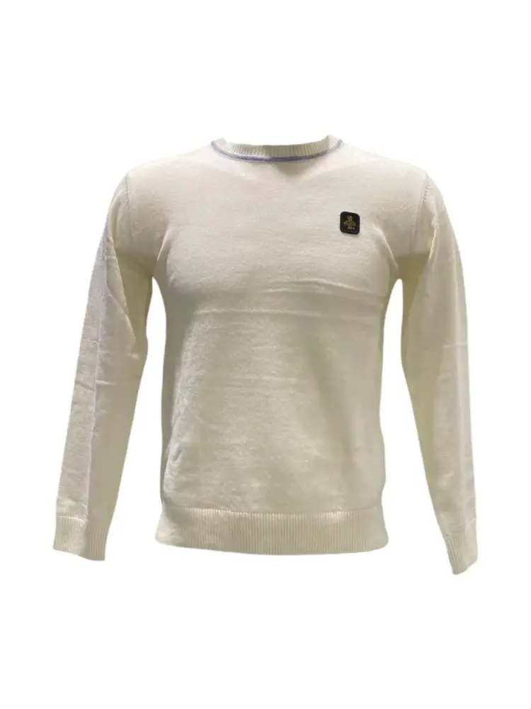 maglia bianco latte bambino in misto cotone logo sul petto