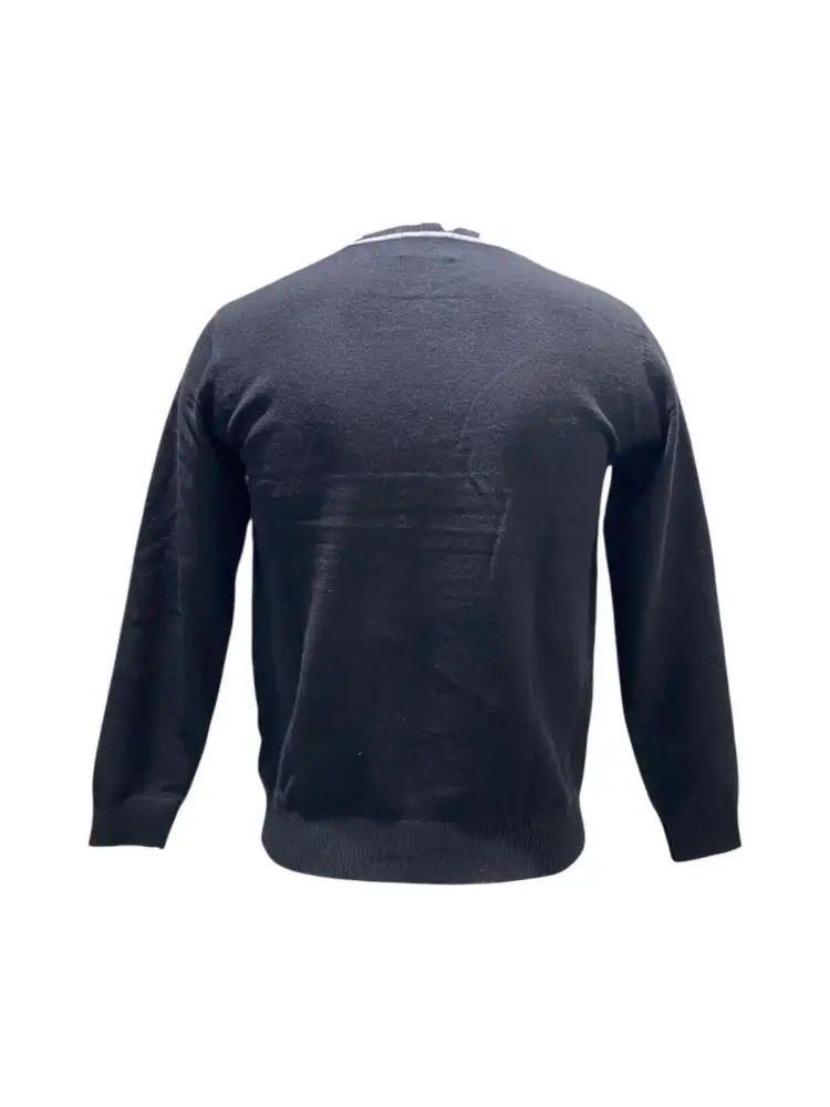 maglia nera bambino in misto cotone patch logo sul petto miniatura 2