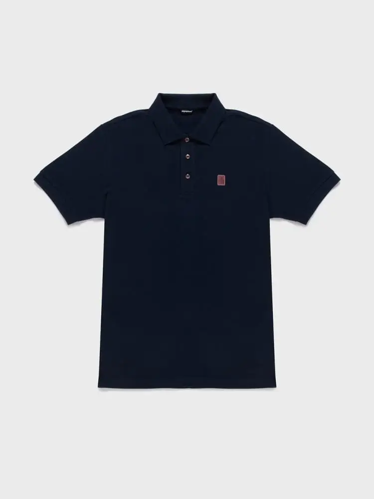 polo uomo in piquet di cotone bianco con patch logo