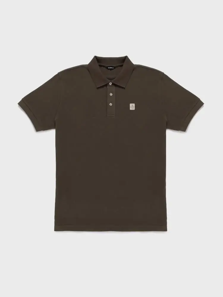 polo uomo in piquet di cotone bianco con patch logo