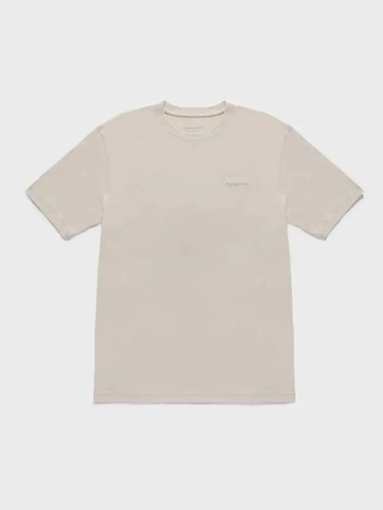 t-shirt uomo in cotone beige con logo ricamato