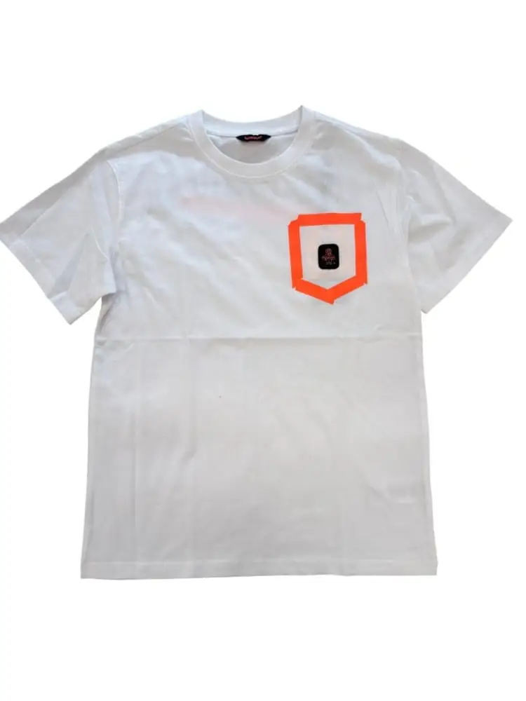 tshirt bianca ambino maxi logo fluo