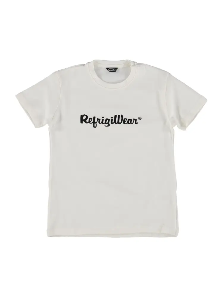 tshirt bianca bambino in cotone logo a contrasto