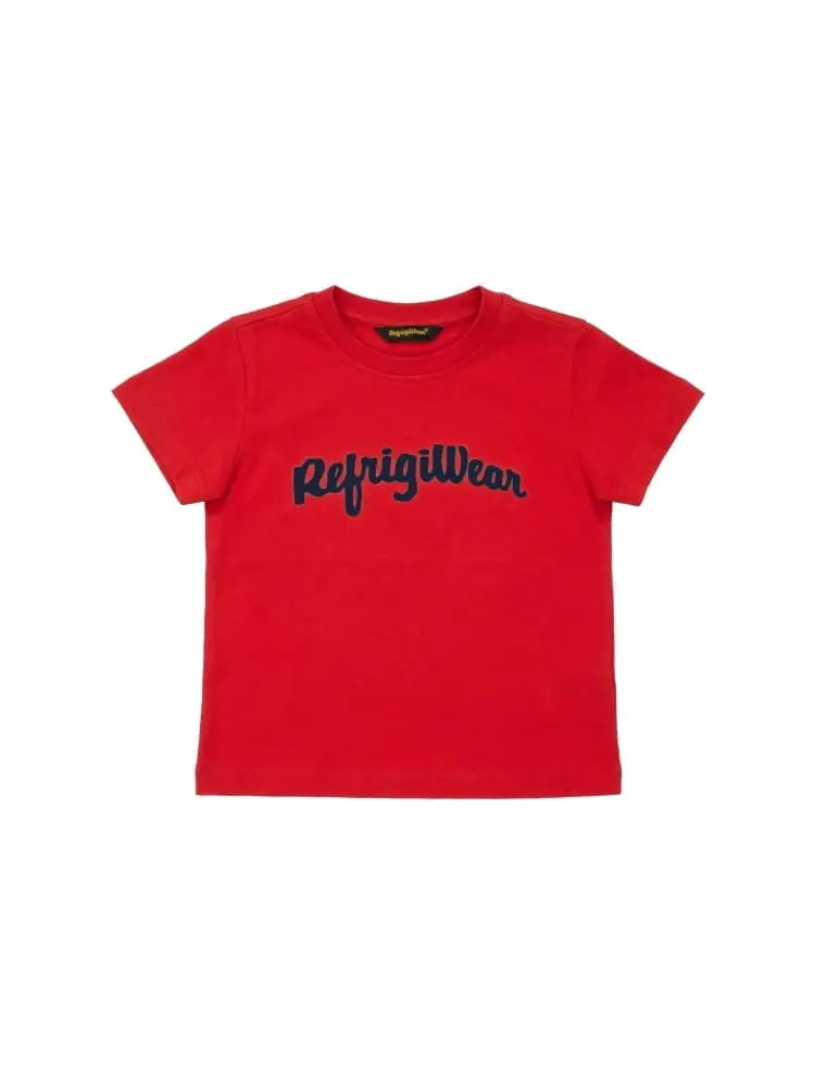 tshirt rossa bambino logo lettering