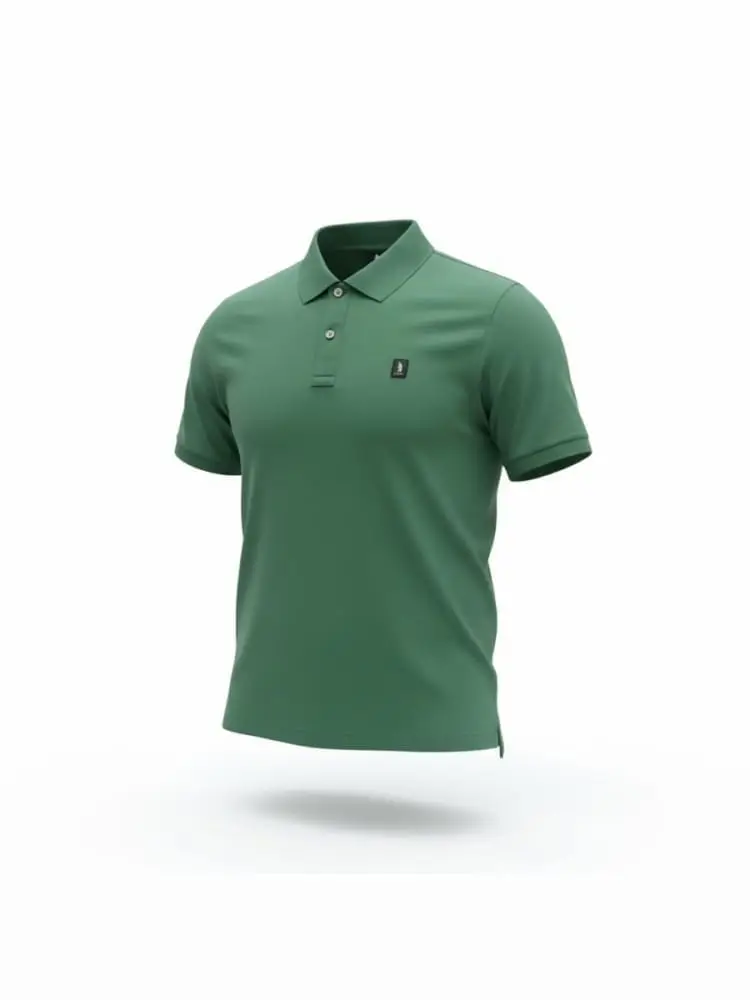 polo in piquet verde con patch logo