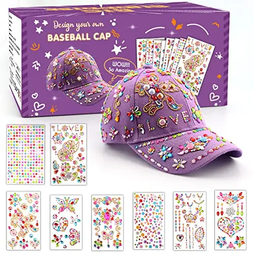 Regalo Bambina 4 5 6 7 8 9 10 11 Anni, Kit Cappellino da Baseball Fai Da Te Ragazze, Idee Regali Bambina Compleanno di