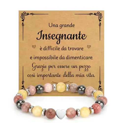 Regalo Maestre Fine Anno Bracciale Maestra Regalo per Insegnante Pietre Naturali Regali per Insegnanti Regali Maestre