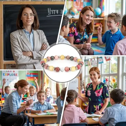 Regalo Maestre Fine Anno Bracciale Maestra Regalo per Insegnante Pietre Naturali Regali per Insegnanti Regali Maestre miniatura 3
