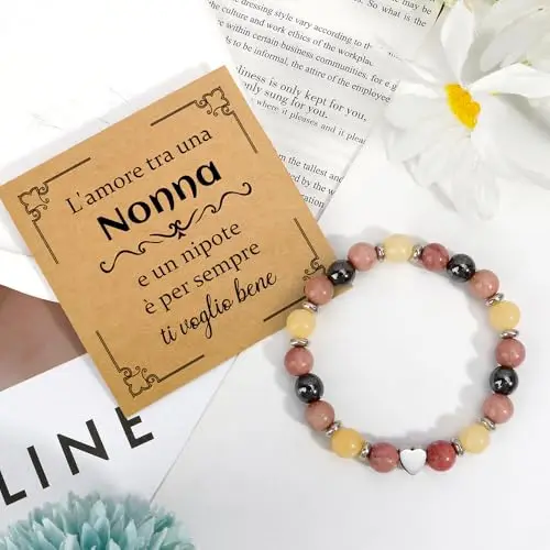 Regalo Nonna Compleanno Festa Dei Nonni Regalo per Nonna Idee Regalo Regali Nonna Natale Bracciale Pietre Naturali miniatura 3