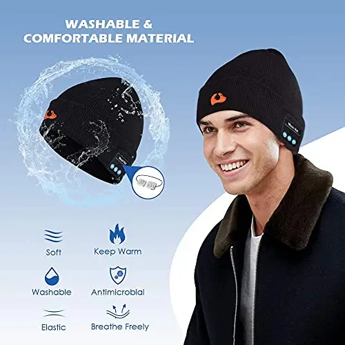 Regalo per Donna e Uomo Cappello Bluetooth - Bluetooth Cappello Bluetooth Uomo Donna, Musicale Cappello Bluetooth miniatura 3