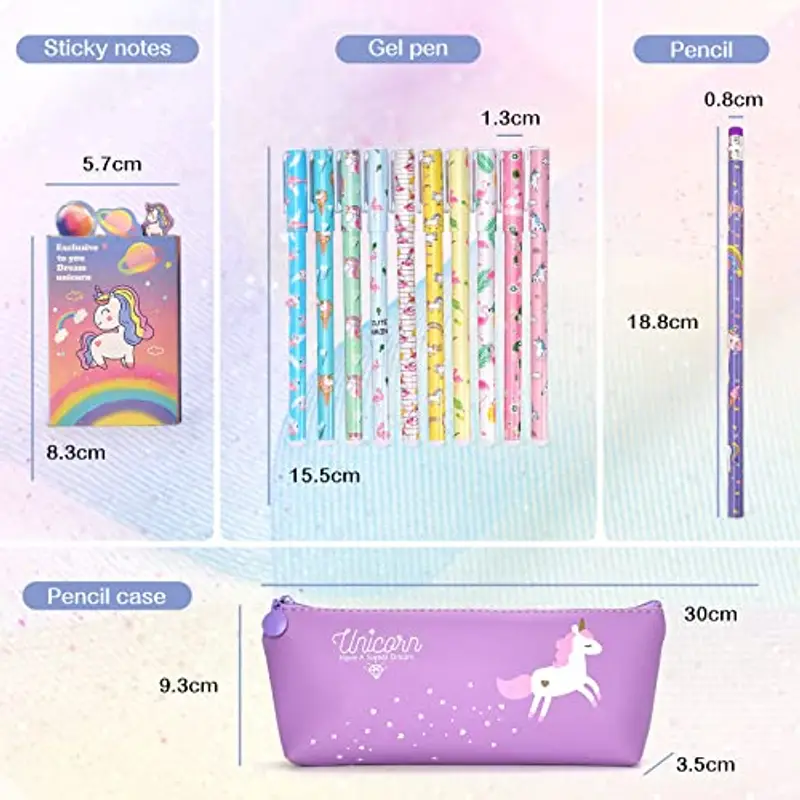 Regalo Unicorno Bambina 6 7 8 9 10 11 12 Anni, Cartoleria Kawaii Set per Bambini Ragazze, Diario Segreto Bambina Include Astuccio Unicorno, Penna Unicorno, Quaderni, Viola miniatura 3