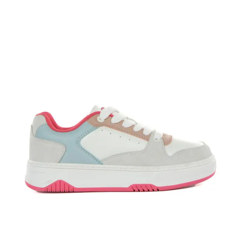 Sneakers bianche e rosa da ragazza in materiale riciclato