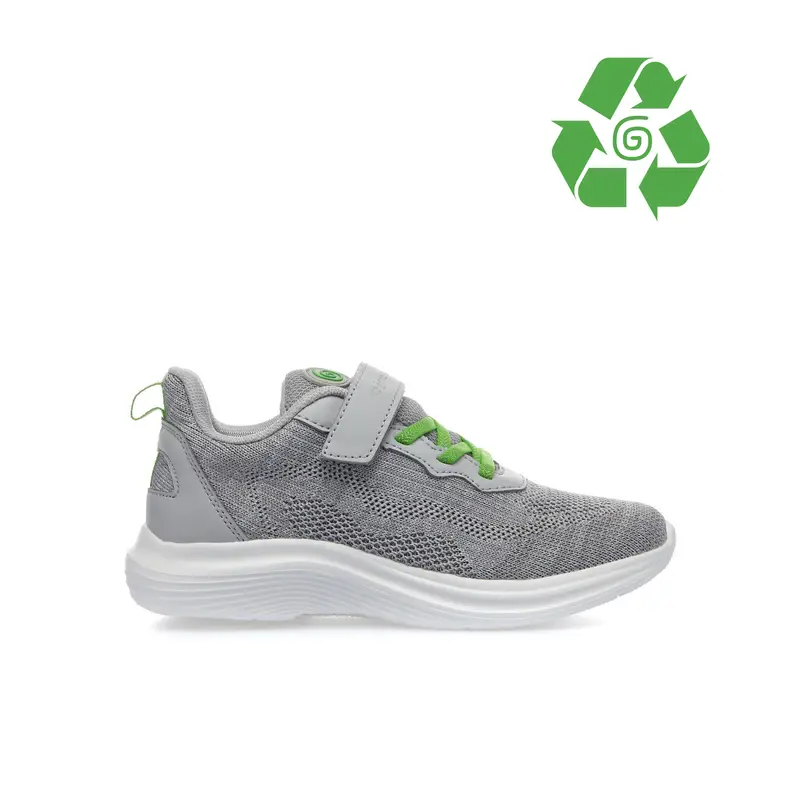 Sneakers grigie da bambino in tessuto riciclato con strappo