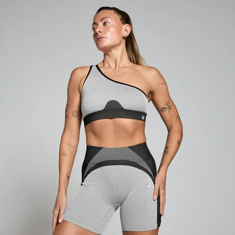 Reggiseno a costine a contrasto senza cuciture MP - Nero / Grigio - M